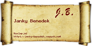 Janky Benedek névjegykártya